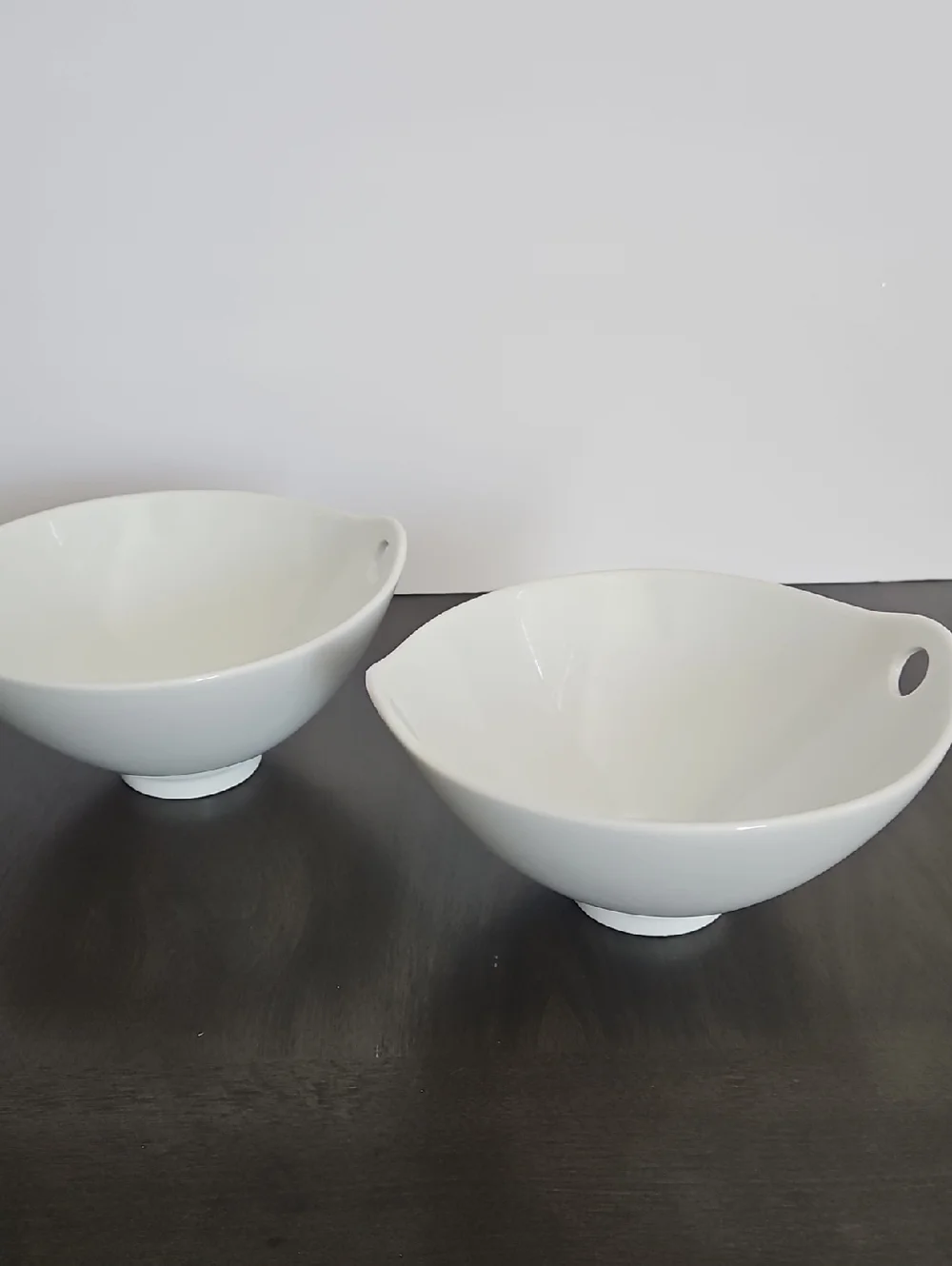 Pier 1 White Ceramic Ramen Bowls with Chopstick Holders - Set of 2